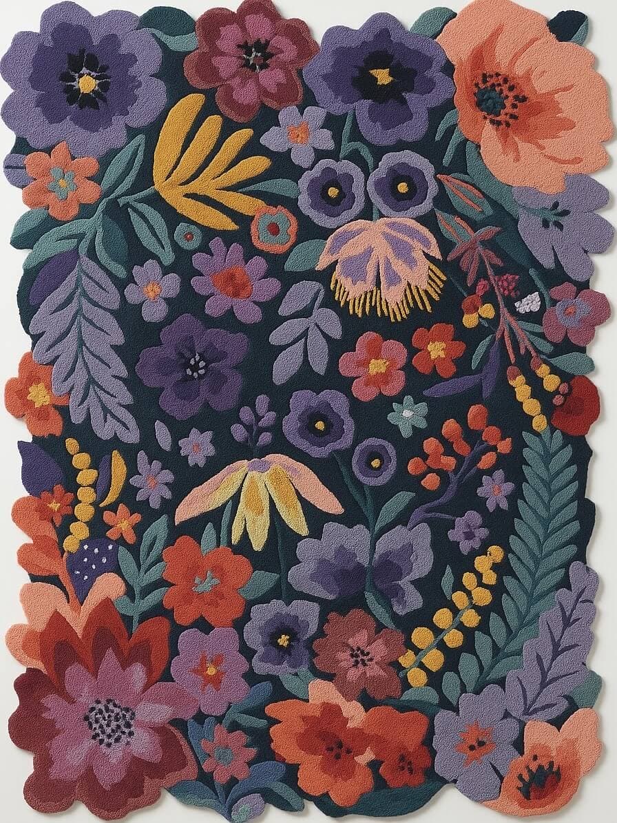 Bloom Organic Expressionist Wool Rug - Handcrafted Abstract Rugs