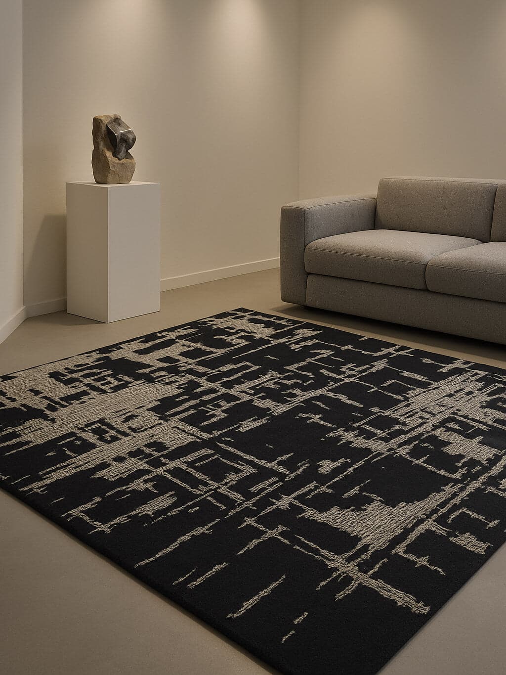 Scupt Hand-Tufted Relief Wool Rug view 2