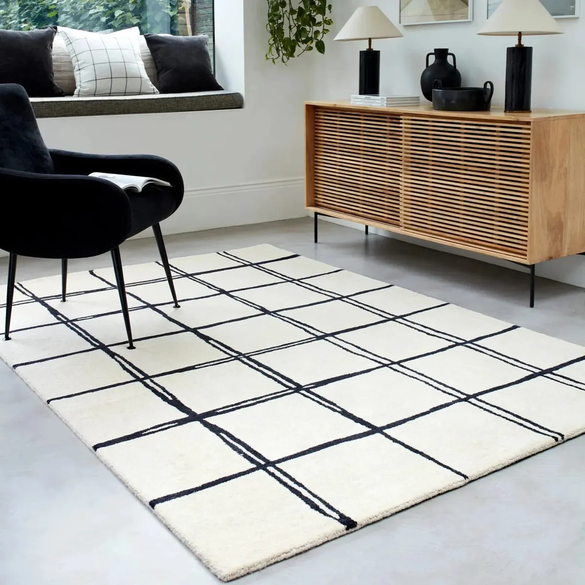 Dune Grid Executive Workspace Wool Rug view 2