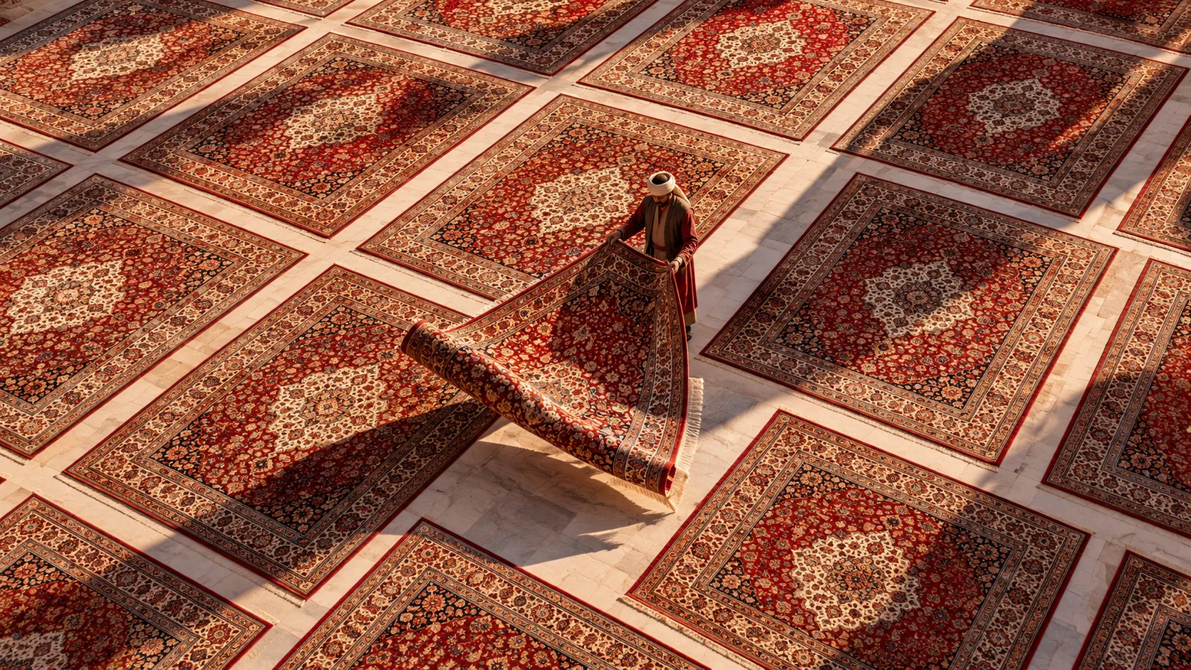 Warm terracotta and ochre handcrafted luxury medallion rug